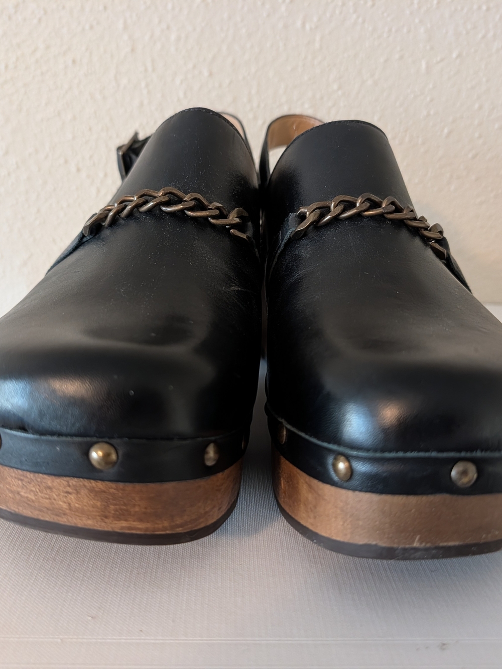 Anthropologie Silent D Women's Leather Slingback Clogs Black Size 41 (US 10) - Picture 2 of 6